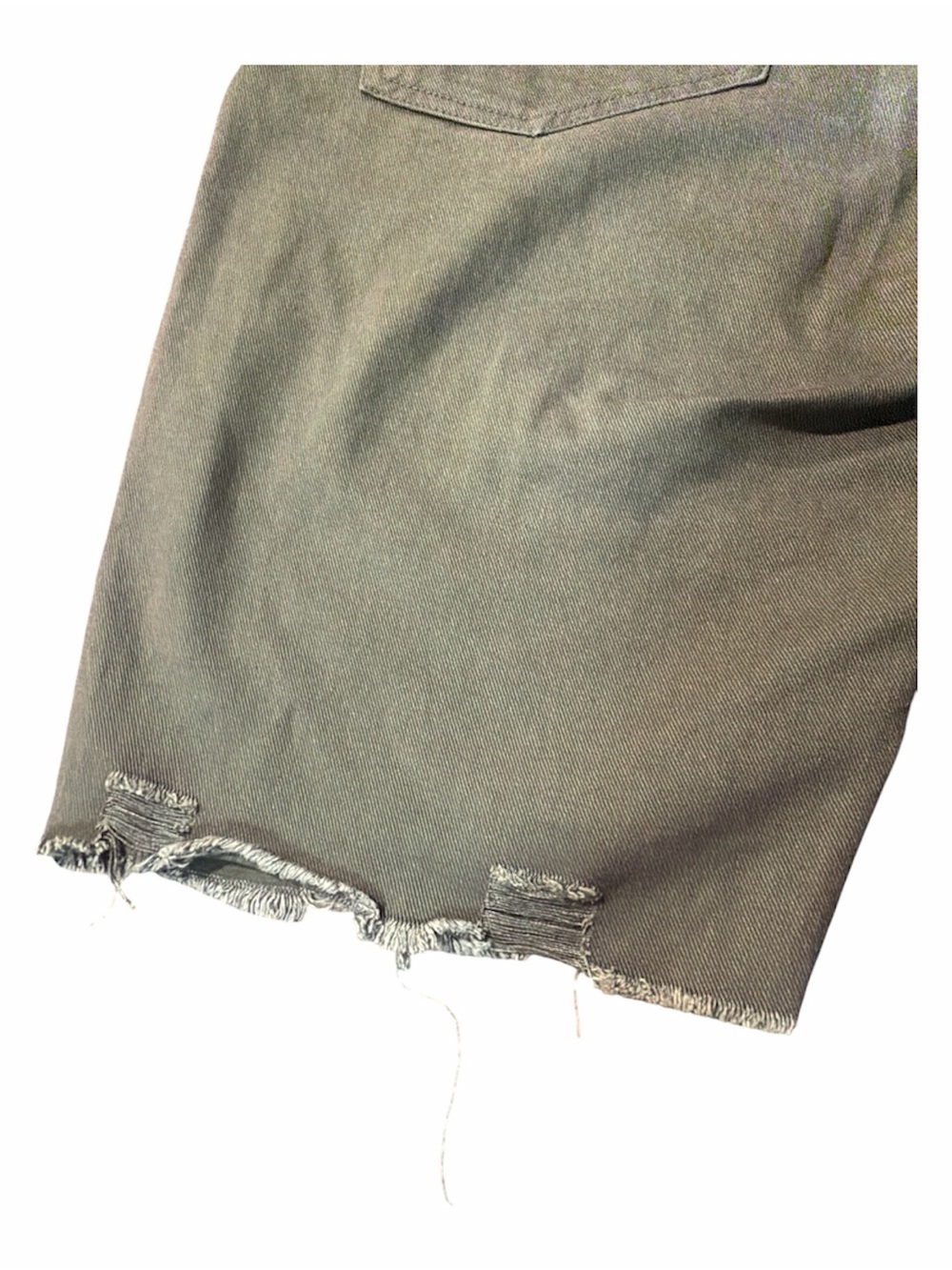 Olive Green Distressed Cutoff Shorts Men’s 38 100% Cotton Raw Hem - Picture 7 of 10